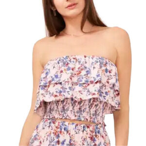 1.STATE Strapless Smocked Ruffle Top NWT